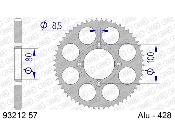 Kettenrad Aluminium 57 Zähne CNC (428) Sherco SY Scorpa