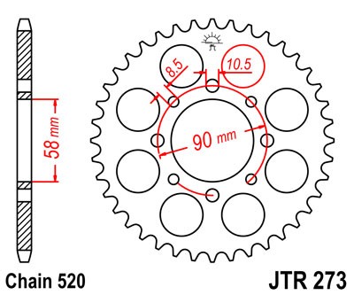 Kettenrad Stahl 39 bis 45 Zähne (520) passend für KTM 125 200 Duke