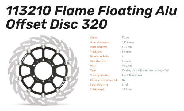 Moto-Master Bremsscheibe Flame Floating-Alu Disc Offset vorne passend für Ducati - 113216