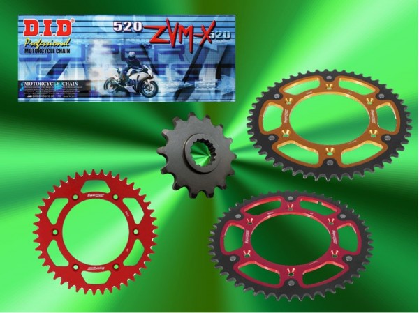 DID Kettensatz passend für Beta 250 300 390 RR Enduro 2T / Racing Bj 13 bis 17 mit DID520ZVM-X Kett