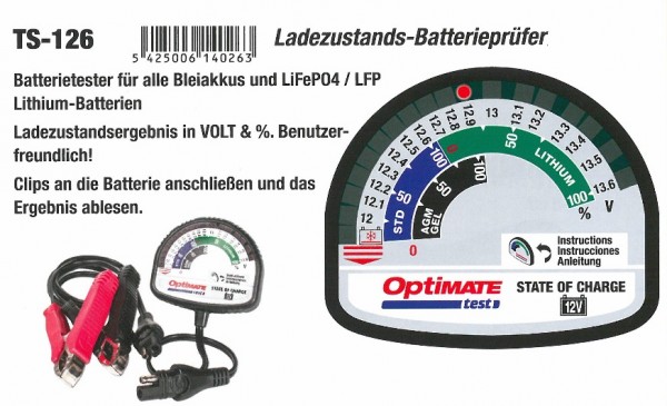 Optimate Tecmate TS-126 Batterieprüfer Batterietester