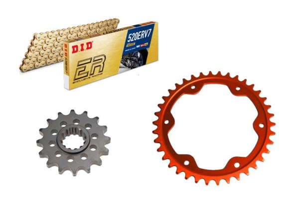 Kettensatz Racing passend für KTM Super Duke 1290 R GT / 1390 ABS (Bj.14-) 520 Kette Rennstrecke