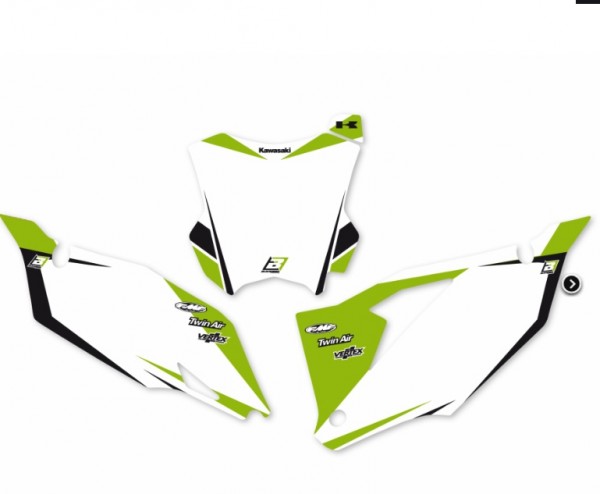 Startnummerfelder Aufkleber-Set von Black Bird Racing passend für Kawasaki KX 450 F, Baujahr: 2019