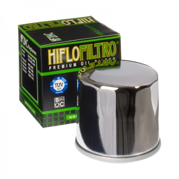 hiflo Ölfilter HF204c, hf 204c chromfarbiger Motorradölfilter