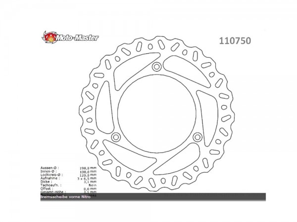 Moto-Master Bremsscheibe vorn Nitro passend für Yamaha YZ65 - 110750