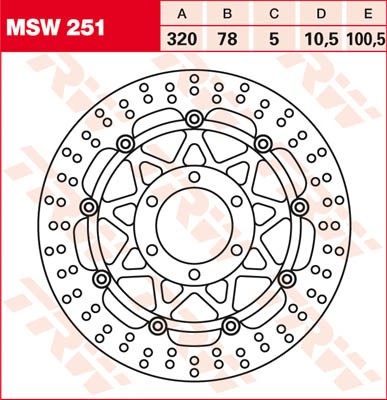 TRW Lucas Bremsscheibe schwimmend vorn MSW 251 mit ABE passend für Triumph 955 Speed Triple Bj. 99-0