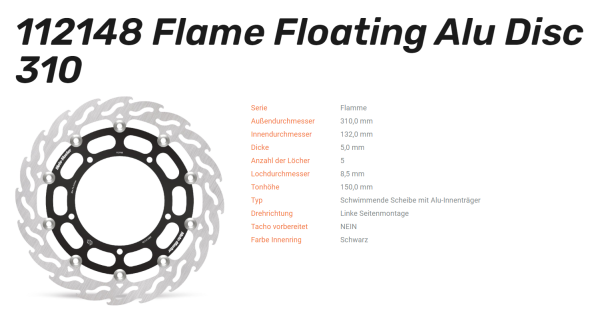 Moto-Master Bremsscheibe Floating-Alu Offset Halo-Serie passend für Yamaha - 112148