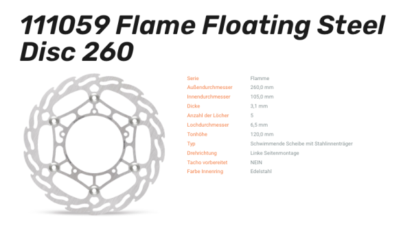 Moto-Master Bremsscheibe Flame Floating Steel-Disc vorne passend für BMW - 111059
