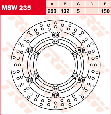 TRW Lucas Bremsscheibe schwimmend vorn MSW 235 passend für Yamaha XVS 1100 Drag Star classic Bj. 03-