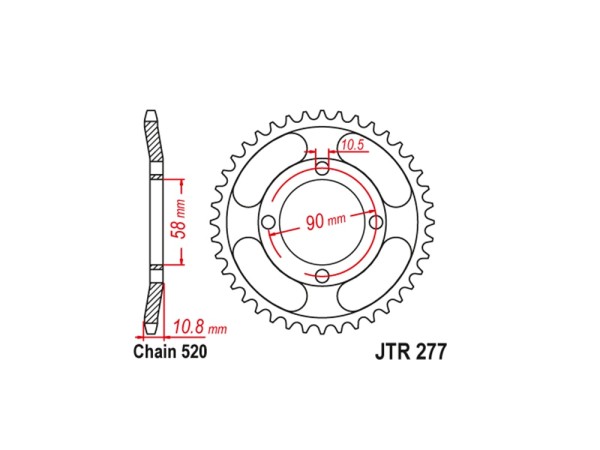 Kettenrad Stahl 41 45 Zähne - (520) passend für Honda XL 200 Paris Dakar (Bj.84-90)