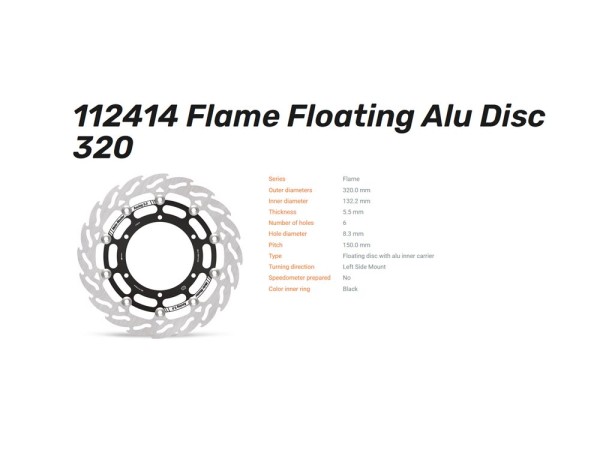 Moto-Master Bremsscheibe vorn links Flame Racing 5.5 passend für Yamaha - 112414