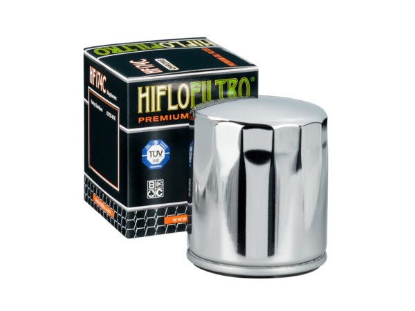 hiflo Ölfilter HF174C chrom / HF174B black passend für Harley Davidson