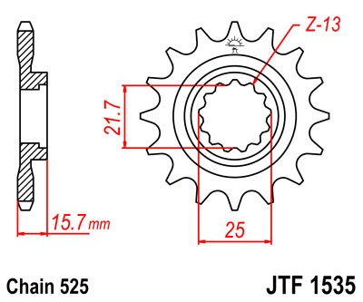 Kettenritzel CNC 14 15 Zähne - (525) passend für Kawasaki ZX-6R