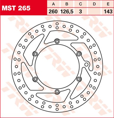 TRW Lucas Bremsscheibe vorn MST 265 mit ABE passend für KTM SX 500 Bj. 94-99