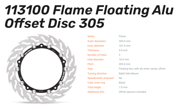 Moto-Master Bremsscheibe Flame Floating-Alu Disc Offset vorne passend für BMW - 113100