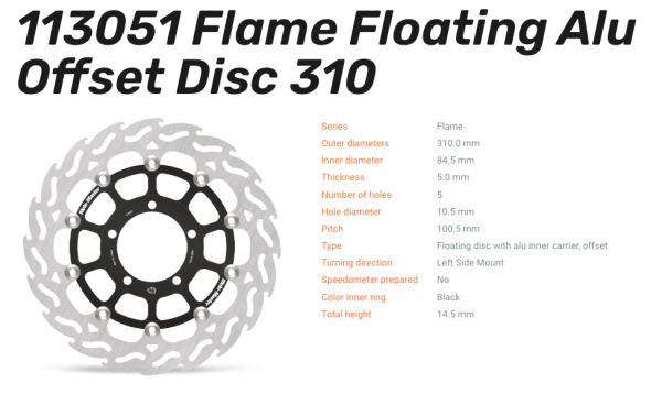 Moto-Master Bremsscheibe Floating-Alu Offset Halo-Serie passend für Triumph - 113051