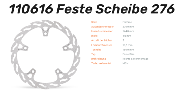Moto-Master Bremsscheibe Flame-Serie vorne passend für Honda - 110616