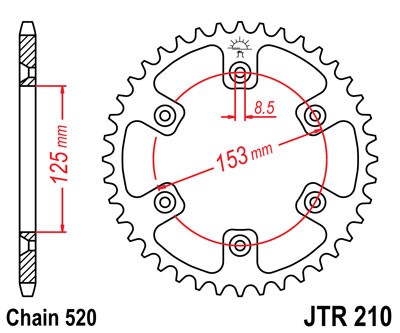 Kettenrad Alu 47 - 53 Zähne mit Schlammnuten (520)