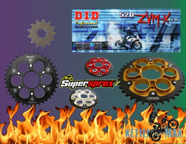 3D Kettensatz Racing passend für Ducati Panigale V4 / V4S / V4R / Speciale (Bj.18-) 3D ThreeD 520 Ke