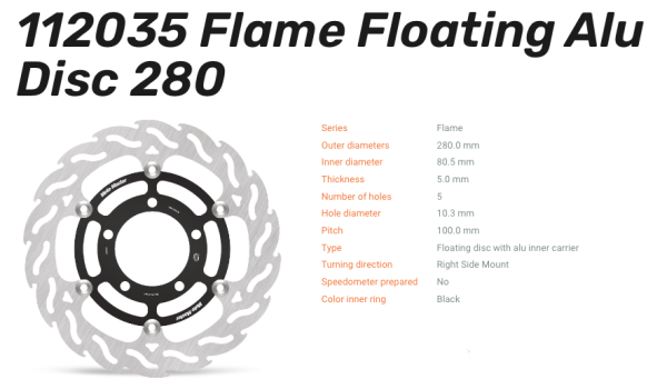Moto-Master Bremsscheibe Flame Floating Alu-Disc vorne passend für Kawasaki - 112035