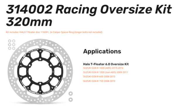 Moto-Master Profi-Rennscheibe Halo T-Floater Oversize-Kit vorn passend für Suzuki - 314002
