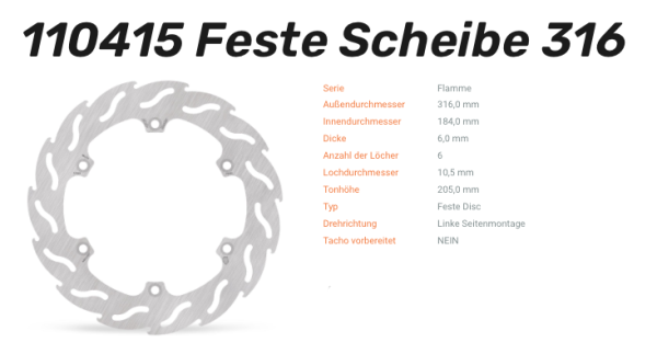 Moto-Master Bremsscheibe Flame hinten passend für Honda - 110415
