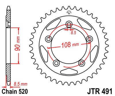 Kettenrad Stahl 38 40 Zähne (520) passend für Ducati Paso