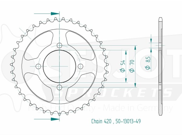Kettenrad Stahl 36 40 46 Zähne (428) passend auf Honda C90 / CE90