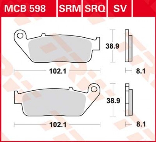 MCB598SRM, MCB 598SRM Lucas Sinter Bremsbeläge Sinter-Maxi-Scooter MCB598SRM