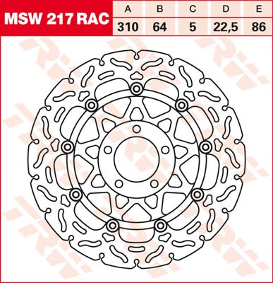 TRW Lucas Racing Bremsscheibe schwimmend vorn MSW 217 RAC mit ABE passend für Suzuki GSXR 750 W Bj.