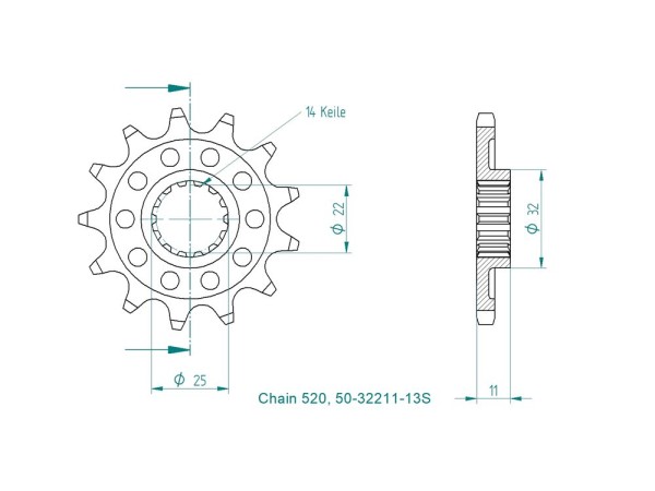 Kettenritzel 12 13 14 Zähne (520) passend für Ducati Desmo 450 MX