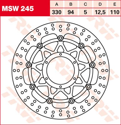 TRW Lucas Bremsscheibe schwimmend vorn MSW 245 mit ABE passend für Honda CBR 954 RR Bj. 02-03