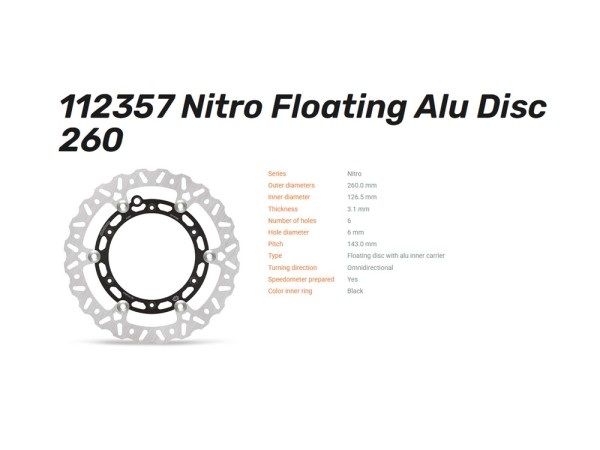Moto-Master Bremsscheibe Nitro schwimmend vorne passend für GasGas/Husaberg/Huqvarna/KTM - 112357