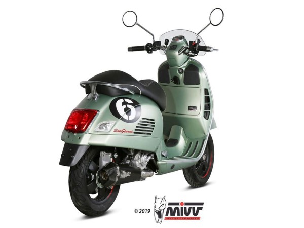Auspuff passend für Piaggio Vespa GTS 300 (08-20) MIVV Delta Race Edelstahl schwarz