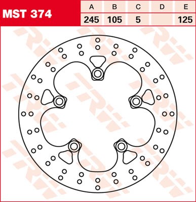 TRW Lucas Bremsscheibe hinten MST 374 mit ABE passend für Yamaha XJ6 600 SP ABS Bj. 13-