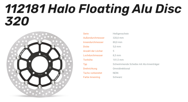 Moto-Master Bremsscheibe Floating-Alu Halo-Serie passend für MV Agusta - 112181