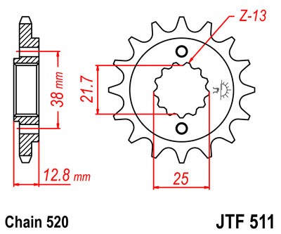 Kettenritzel CNC 13 bis 16 Zähne (520) passend für Kawasaki KLX650 KLR650