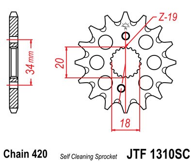 Kettenritzel 15Z - (420) mit Schlammnuten passend für Honda CRF150 R RB