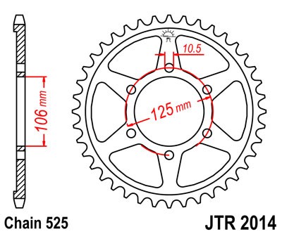 Kettenrad Alu 44 46 47 48 49 52 53 Zähne - (525) passend für Triumph