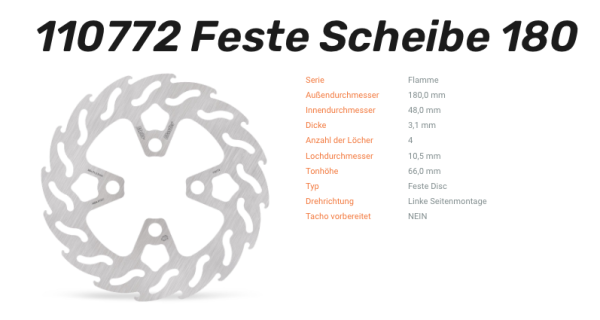 Moto-Master Bremsscheibe Flame-Serie vorne passend für MBK - 110772