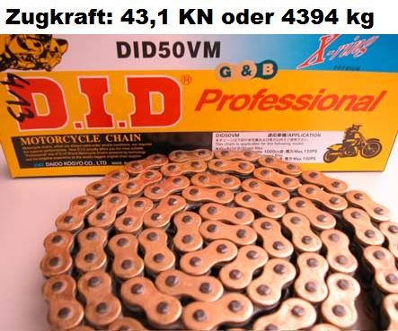 Motorradkette DID 104Gl - (530VX X-Ring extra verstärkt) G&B endlos