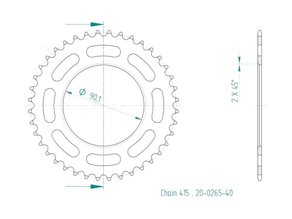 Kettenrad Stahl 32 40 Zähne - (415) Hercules - 20-0265-x