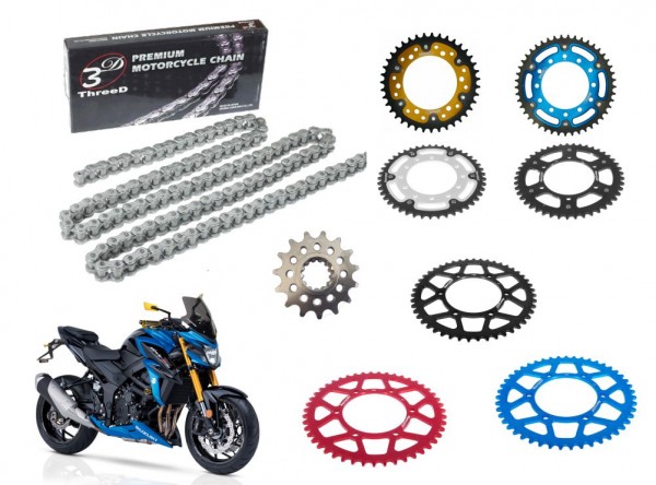 Afam Racing Kettensatz passend für Suzuki GSX-S 750 / Z (Bj.17-) ThreeD 3D520Z SP Racing Kette