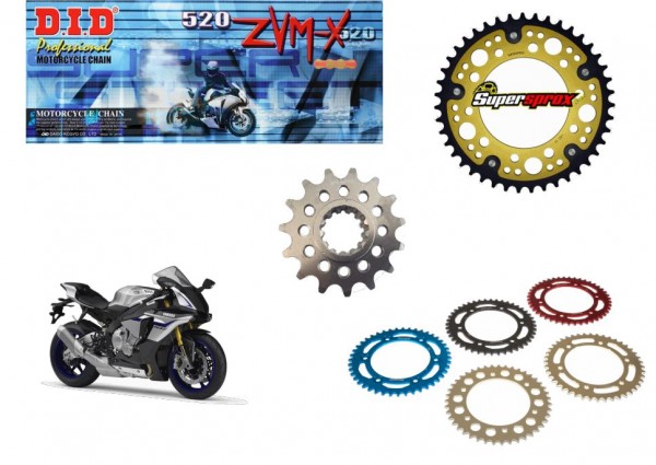 DID Superbikekettensatz Yamaha YZF-R1 / M 1000 ABS RN32 RN49 RN65 (Bj.15-) DID 520! ZVM-X X-Ring Ket