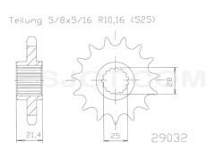 Kettenritzel 15 16 17 Zähne (525) passend für Aprilia Shiver Dorsoduro Caponord