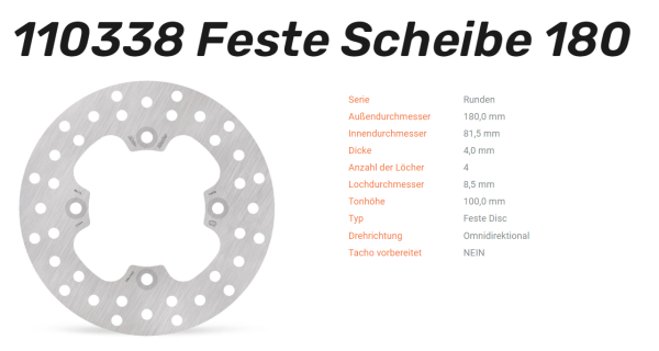 Moto-Master Bremsscheibe Round Disc-Serie vorne / hinten passend für Bombardier - 110338