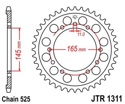 Kettenrad Aluminium 39 bis 46 Zähne (525) passend für Honda VFR400 NC24 / NTV650 Hawk RC31