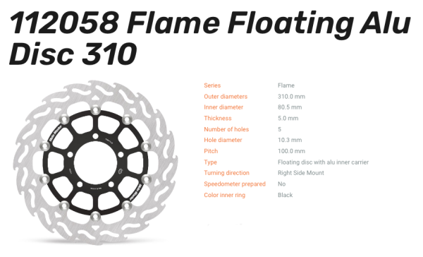 Moto-Master Bremsscheibe Flame Floating Alu-Disc vorne passend für Kawasaki - 112058 112057