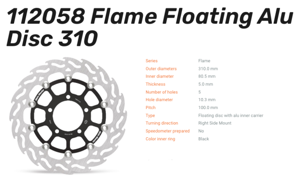 Moto-Master Bremsscheibe Flame Floating Alu-Disc vorne passend für Kawasaki - 112058