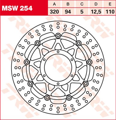 TRW Lucas Bremsscheibe schwimmend vorn MSW 254 passend für Honda VFR 1200 F, FA Bj. 10-